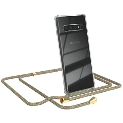 Abbildung von EAZY CASE Handykette kompatibel mit Samsung Galaxy S10 Handyhülle Umhängeband, Handykordel Schutzhülle, Silikonhülle, Hülle Band, Stylische Kette für Smartphone, Rainbow