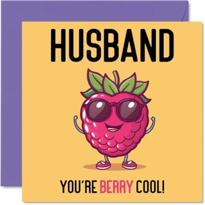 Abbildung von Stuff4 Geburtstagskarten für Ehemann Berry Cool lustige Happy Birthday Karte von Ehefrau, Hubby Geburtstagsgeschenke, 145 mm x mm, Witz Grußkarten Männer und Ihn