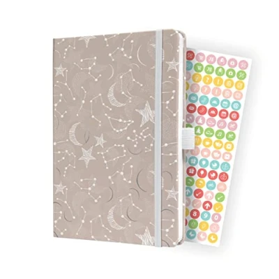 Abbildung von SIGEL J4349 Wochenkalender Jolie 2024, Cosmic Fantasy Beige, ca. A5, Hardcover, Gummiband, Stiftschlaufe, Einstecktasche, 174 Seiten, aus nachhaltigem Papier, Terminplaner