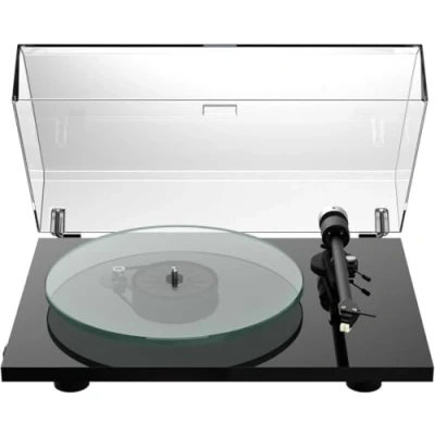 Abbildung von Pro Ject T2 Super Phono, Audiophiler Plug and Play Plattenspieler mit hochwertiger MM Phono Preamp, massiver Glasteller, Sumiko Rainier (Schwarz)