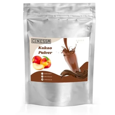 Abbildung von Cinesso Kakao Trinkschokolade Kakaopulver, Schokoladengetränk, Schokoladenaromen, mit natürlichen Aromen, schnelle und einfache Zubereitung, für Feierlichkeiten (200 g, Nektarine)