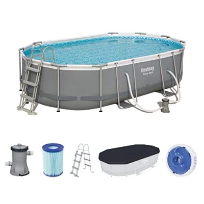 Abbildung von Bestway Power Steel Pool 488x305x107cm grau oval