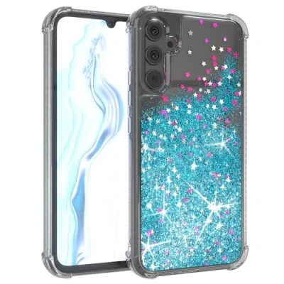 Abbildung von EAZY CASE Glitzer Hülle kompatibel mit Samsung Galaxy A34 Silikon Hülle, stoßfestes Abdeckung, Innenschutz, Displayschutz, Kameraschutz, Schocksichere Schutzhülle in Glitter Blau
