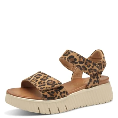 Abbildung von Tamaris Comfort Damen Sandalen flach aus Leder Plateau, Mehrfarbig (Leopard), 38 EU