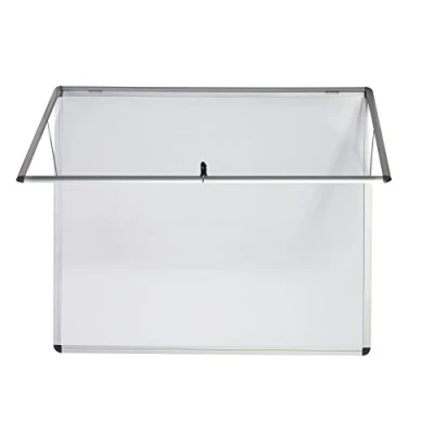 Abbildung von Bi Office Schaukasten Vitrine &quot;Enclore&quot;, Schwingtür nach oben, Whiteboard, Mangetische Innenfläche, geeignet für 6 x DIN A4, silberner Aluminiumrahmen, abschliessbar