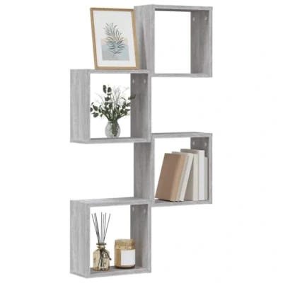 Abbildung von vidaXL Würfelregale 4 STK. Grau Sonoma 30x15x30 cm, Würfelaufbewahrung, Würfelorganisator, Schweberegal, Würfelregal, schwebendes Regal, CD Regal