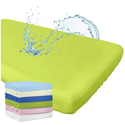 Abbildung von WhizProducts Spannbettlaken mit integriertem Matratzenschoner 70 x 140 cm (Grün) für Babybett