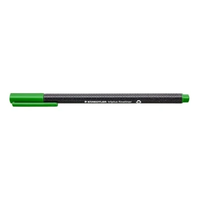 Abbildung von Staedtler 334 52 Fineliner triplus Dreikantschaft im Kartonetui, metallgefasste Spitze, circa 0, 3 mm, 10 Stück, saftgrün