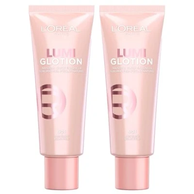 Abbildung von L&#039;Oréal Paris Lumi Glotion Aufhellende Flüssige Aufhellung und Feuchtigkeit für Gesicht Körper mit natürlicher Leuchtkraft Farbton 901 Fair Glow 2 Flaschen à 40 ml