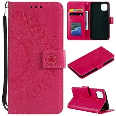 Abbildung von CoverKingz Klapphülle kompatibel mit iPhone 11 Pro Max [6,5 Zoll] Schutzhülle Kartenfach zum aufklappen Klapphandyhülle Case klappbar Motiv Mandala Pink