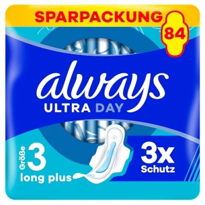 Abbildung von Always Ultra Binden Damen Gr. 3, Long Plus, 84 Damenbinden mit Flügeln (3 x 28 Stück), dünn und super saugfähig, geruchsneutralisierend Auslaufschutz
