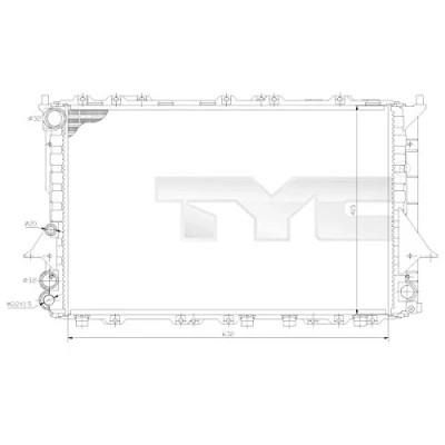 Abbildung von TYC 702 0027 Kühler, Motorkühlung 632 415 34 Kühlrippen mechanisch gefügt AUDI: 100 C4 Limousine, A6 Avant, Avant