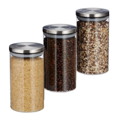 Abbildung von relaxdays Vorratsglas 3er Set je 1 Liter, Glas