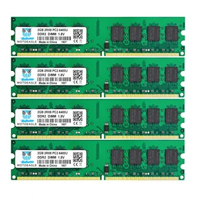 Abbildung von Motoeagle DDR2 DIMM 8GB(4x2GB) 800MHz PC2 6400U 240 pin 1.8V 6400 RAM 2Rx8 UDIMM 6300 Desktop Arbeitsspeicher CL5 Unbuffered Non ECC Kit