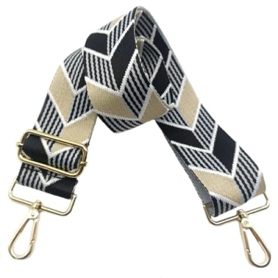Abbildung von 5cm Taschengurte Breit zum Wechseln, Verstellbarer Schultergurt für Tasche mit Goldener Karabiner Schulterriemen, Umhängegurt fur Damen Handtaschen Crossbody DIY Zubehör (Schwarz/Khaki)