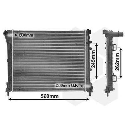 Abbildung von VAN WEZEL 17002387 Kühler, Motorkühlung Aluminium 480 395 27 Kühlrippen mechanisch gefügt FIAT: 500 C Cabrio, Schrägheck, Panda III Schrägheck