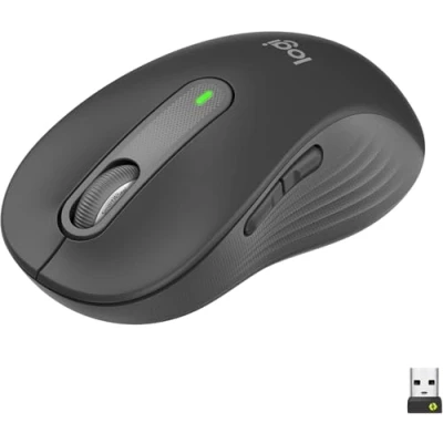 Abbildung von Logitech Signature M650 L Kabellose Maus in voller Größe für große Hände, 2 Jahres Batterie, geräuschlose Klicks, anpassbare Seitentasten, Bluetooth, PC/Mac/Multi Device/Chromebook Grau