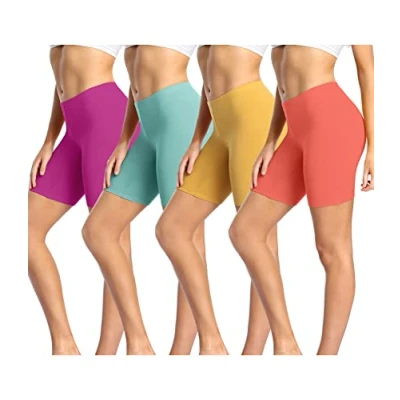 Abbildung von wirarpa Radlerhose Damen Kurz Baumwolle Boxershorts Unter Kleid Rock Unterhosen mit Bein Anti Scheuern Leggings 4er Pack Schwarz Grau Beige Weiß Größe 5XL