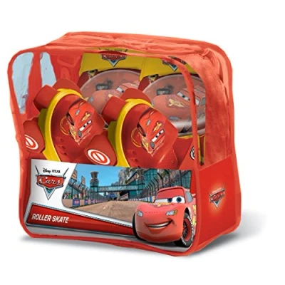 Abbildung von Mondo Toys Disney Cars Rollschuhe, verstellbar von 22 bis 29 Komplettset mit transparenter Tasche, Ellenbogenschützer und Knieschoner 28105