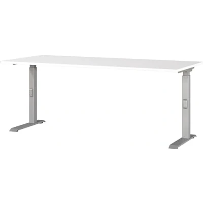 Abbildung von Germania Schreibtisch 7912 639, in Weiß/Silber, me. höheneinst., 180 x 91 80 cm (BxHxT)