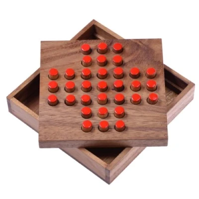 Abbildung von Logoplay Holzspiele Spiel, Solitär Gr. L rote Stecker Spielfeld 13 x cm Solitaire KnobelspielHolzspielzeug