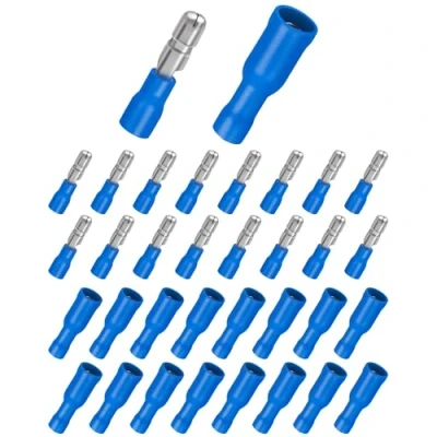Abbildung von 100 Stück 1.5 2.5mm² Kabelschuhe, Bolatus Rundstecker Blau und Rundsteckhülsen Quetschverbinder Isolierte Steckverbinder für Kfz
