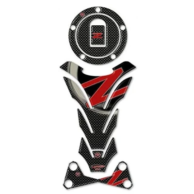 Abbildung von labelbike 3D Gel Aufkleber KIT Red Carbon kompatibel mit Kawasaki Z750 Z1000 bis 2006
