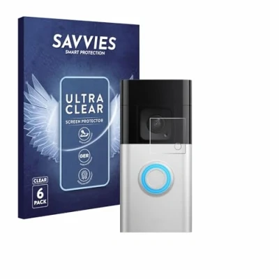 Abbildung von Savvies 6 Stück Schutzfolie für Ring Video Doorbell Plus Displayschutz Folie Ultra Transparent