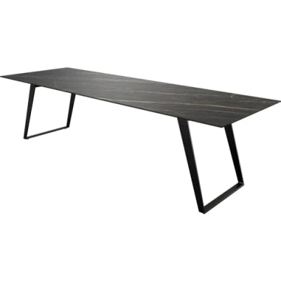 Abbildung von Esstisch Edge 300x100 Keramik Laminam® Noir Desir Braun Metall Schräg Schwarz
