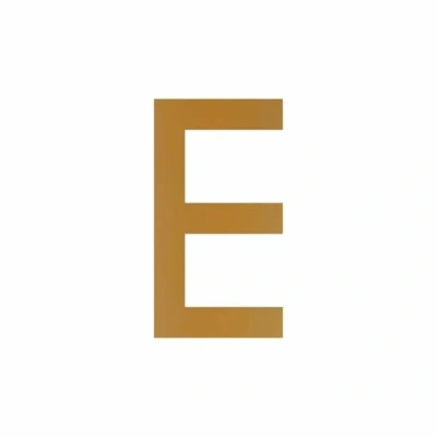 Abbildung von Buchstaben Aufkleber, wetterfest, einzelner Buchstabe E, Gold, 10 cm (100mm) großgeschrieben