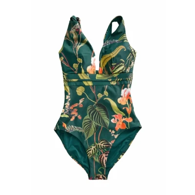 Abbildung von Next SPOT Plunge Badeanzug, Damen, Größe: 50, Dark green floral