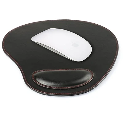 Abbildung von Londo Tapis de Souris Ovale en Cuir PU Avec Repose Poignet Ergonomique Confort (Noir)