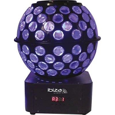 Abbildung von Ibiza STARBALL GB 360 Spiegelkugellampe mit Gobos und RGBB Lichtstrahlen Schwarz