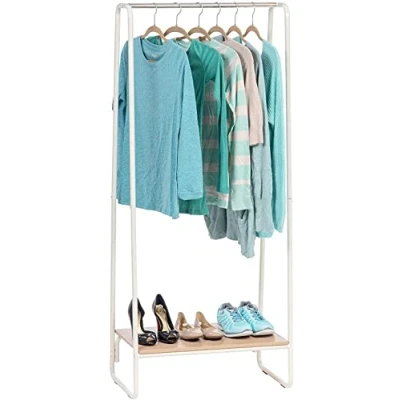 Abbildung von Iris Ohyama Kleiderständer mit Holzregal, 1 Ebene, Weiß, Modernes Design, Robuster Rahmen, Rutschfest, Für Schlafzimmer, Studio, Schrank, Kleidung &amp; Schuhe, Wäscheständer, Einfacher Aufbau, PI B1