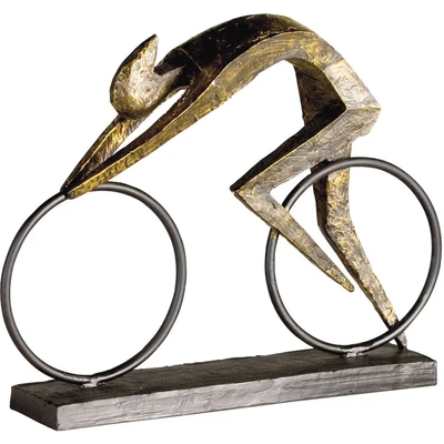 Abbildung von Casablanca by Gilde Dekofigur &quot;Skulptur Racer&quot;, Dekoobjekt, Höhe 29 cm, Fahrradfahrer, mit Spruchanhänger, Wohnzimmer