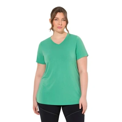 Abbildung von Ulla Popken Funktionsshirt Antibakteriell Tshirt basic, Damen, Größe: 50/52, Turquoise green