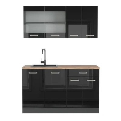 Abbildung von Vicco Singleküche R Line, Schwarz Hochglanz/Anthrazit, 140 cm ohne Arbeitsplatte