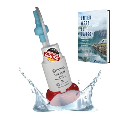 Abbildung von Comet LuxPlus wasserpumpe 12v mit Rückschlagventil (fest) + Filter Set Camping Ebook für Wohnmobil, Wohnwagen tauchpumpe wohnmobil