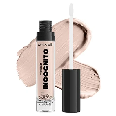 Abbildung von wet n wild, Megalast Incognito Full Coverage Concealer, Nahtlos, hochpigmentiert, aufbaubar, mittel bis volle Deckkraft, mattes Finish, nährend und feuchtigkeitsspendend, mit Sheabutter, Light Beige
