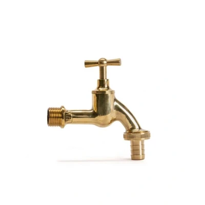 Abbildung von LIVLIG Aussenwasserhahn mit Schlauchverschraubung 1/2 Zoll, Wasserhahn Gold, Gartenhahn aus Messing, Kaltwasserhahn Zoll Wandanschluss, Polly
