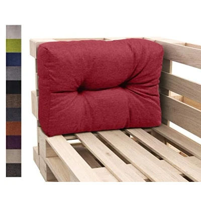 Abbildung von sunnypillow Palettenkissen Auflage Set für Europaletten Indoor und Outdoor Palettenpolster Palettensofa Kissen mit schöner Steppung viele Farben Größen zur Auswahl Seitenkissen 60 x 40, Rot