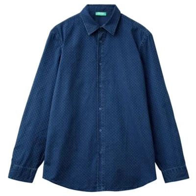 Abbildung von United Colors of Benetton Micro Patterned Hemd, Herren, Größe: Large, Blue
