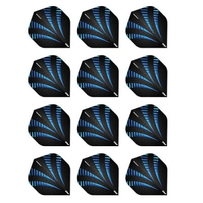 Abbildung von RED DRAGON Hardcore Radical Schwarz und Blau Burst Extra Dicke Standard Dart Flights 4 Sätze pro Packung (12 insgesamt)