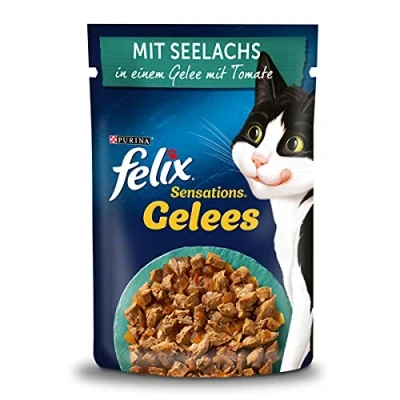 Abbildung von FELIX Sensations Gelees Katzenfutter nass, mit Seelachs &amp; Tomate in Gelee, 26er Pack (26 x 85g)