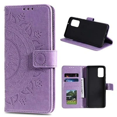 Abbildung von CoverKingz Handy Tasche kompatibel mit Xiaomi Mi 10T / Pro Handycase Kartenfach Handyschutzhülle Cover Smartphonehülle klappbar Motiv Mandala Lila