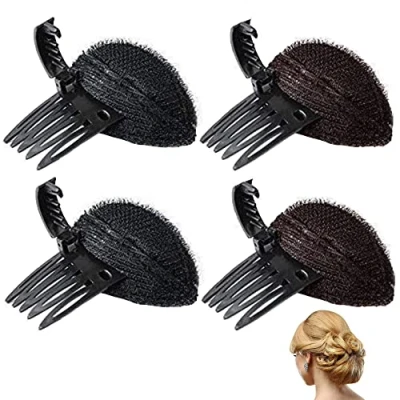 Abbildung von YZSZ 4 Stück Puff Haar Kopfkissen Flauschige Schwamm Pads Haare Kopf Kissen Unsichtbare Styling Einsatzwerkzeug Flauschiges Insert Frisurenhilfe Zubehör für Frauen Mädchen DIY Frisur（2 Farben）