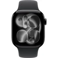 Abbildung von Apple Watch Series 11  42mm Space Grau Aluminium Gehäuse mit Schwarz Sport Band S/M