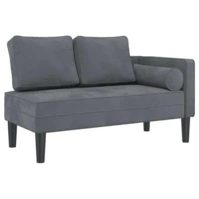 Abbildung von vidaXL Chaiselongue mit Kissen Dunkelgrau Samt, 1 Teile