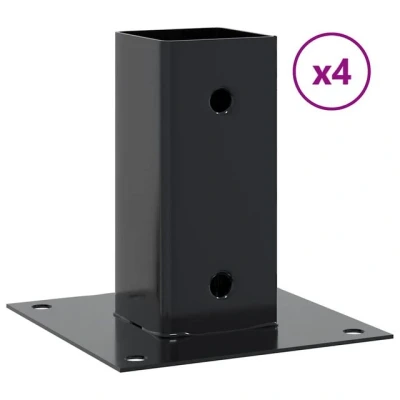 Abbildung von vidaXL Pfostenträger Quadrat 4 Stk. 61x61 mm Pulverbeschichteter Stahl, Pfostenschuh, Stützenschuh, Pfostenhülse, Pfostenanker, Stützenfuß