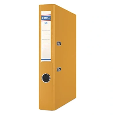 Abbildung von DONAU 3955001PL 11 Premium Ordner A4/50 mm Gelb Kunststoffbezug PP/Papier Schlitzordner, Büroordner, Aktenordner Metall Kantenschutz Metallgefasstes Griffloch Hebelmechanik Einsteckrückenschild